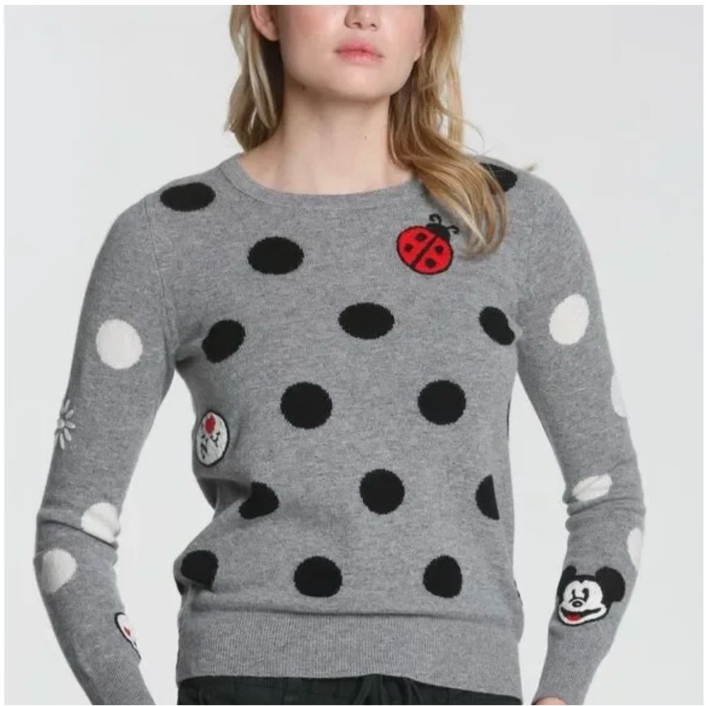 LABEL + thread Gray Wool Cashmere Polka Dot Sweater Sz S